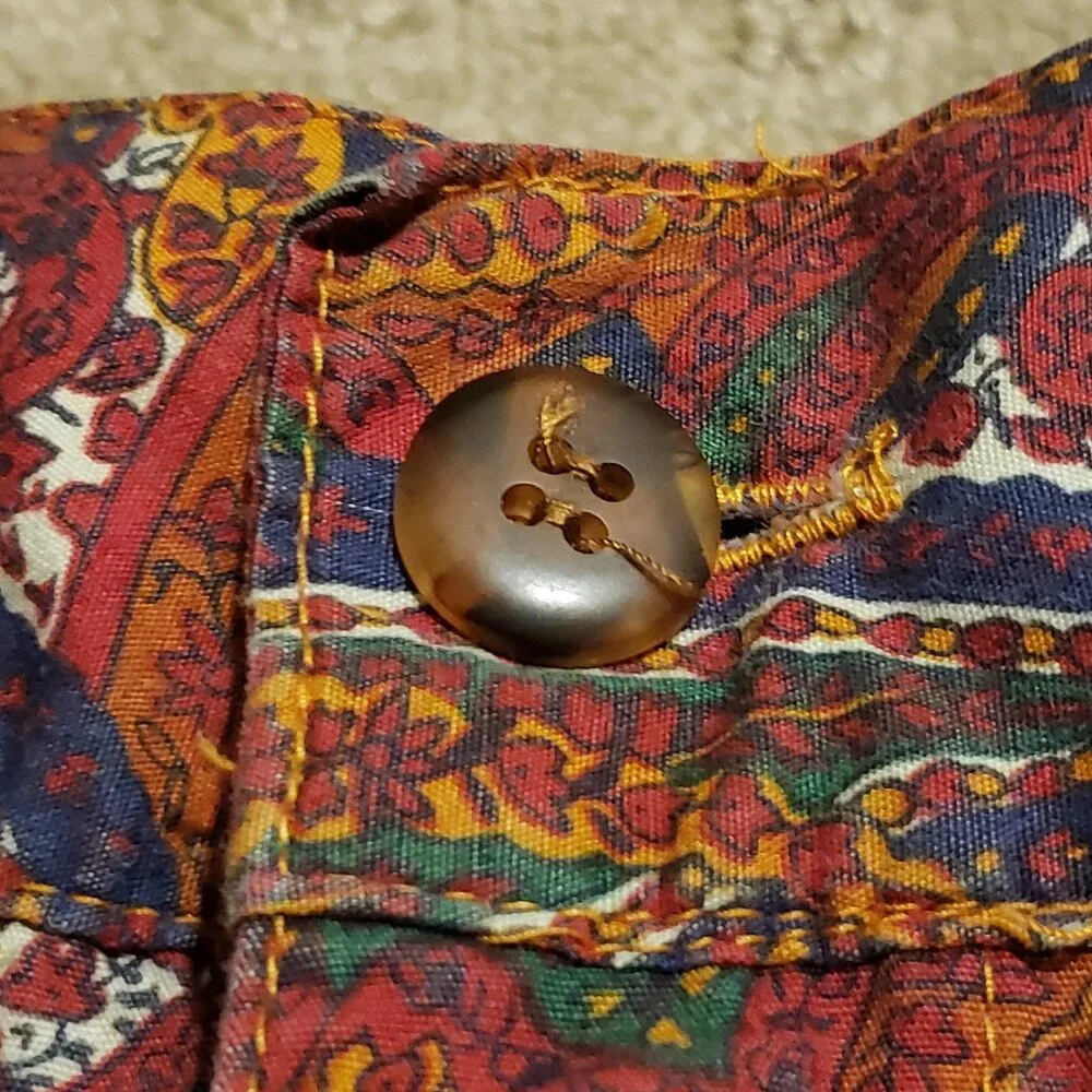 Vintage GAP Paisley Parachute Pants Women's 3/4 Retro Made in Hong Kong 80s 90s - Picture 5 of 9